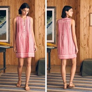 Faherty Pink Striped Linen Dress